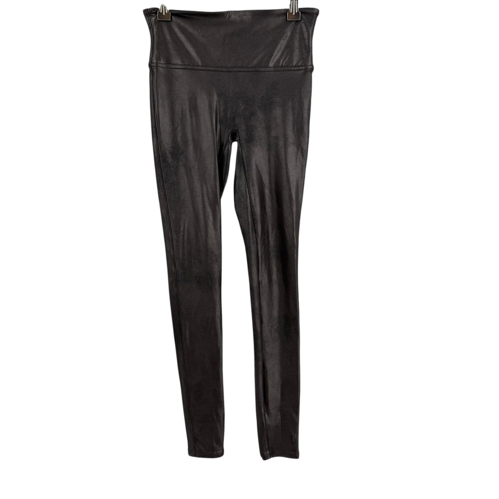Spanx Faux Leather Leggings Womens Small Black High Rise Shaping Pull-On Pants